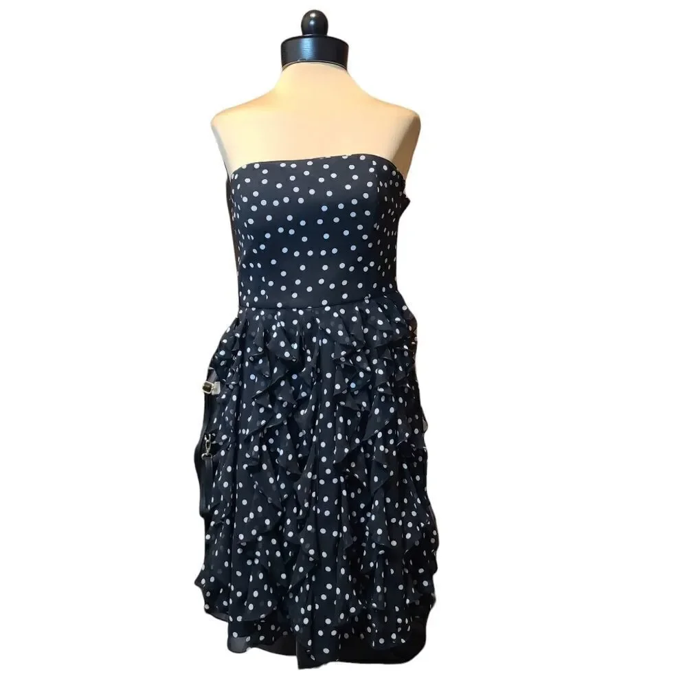 WHBM Strapless Polka Dot Ruffle Dress Size 4